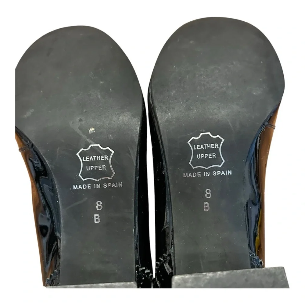 FS NY Classic Black Patent Leather Round-Toe Loafer Heels for Women‎ SZ 8